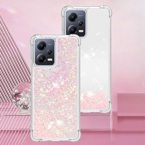 Silikon Hülle Handyhülle Gummi Schutzhülle Flexible Tasche Bling-Bling YB3 für Xiaomi Redmi Note 12 Pro 5G Rosa