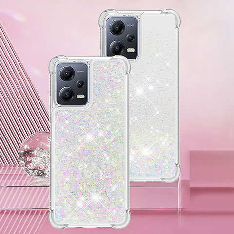 Silikon Hülle Handyhülle Gummi Schutzhülle Flexible Tasche Bling-Bling YB3 für Xiaomi Redmi Note 12 Pro 5G Silber