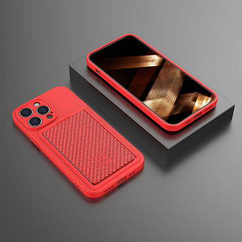 Silikon Hülle Handyhülle Gummi Schutzhülle Flexible Tasche KC1 für Apple iPhone 15 Pro Max Rot