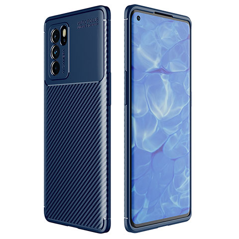 Silikon Hülle Handyhülle Gummi Schutzhülle Flexible Tasche Köper für Oppo Reno6 Pro 5G India Blau