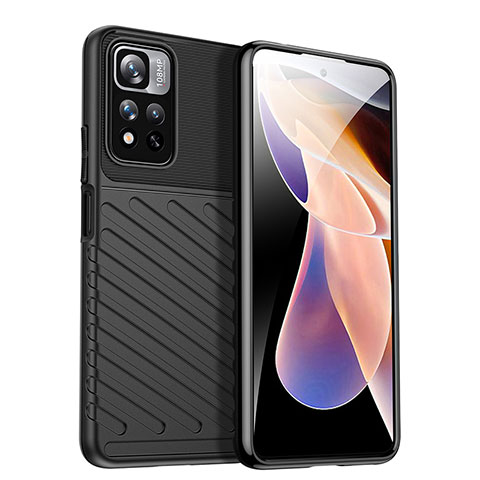 Silikon Hülle Handyhülle Gummi Schutzhülle Flexible Tasche Köper MF1 für Xiaomi Redmi Note 11 Pro+ Plus 5G Schwarz