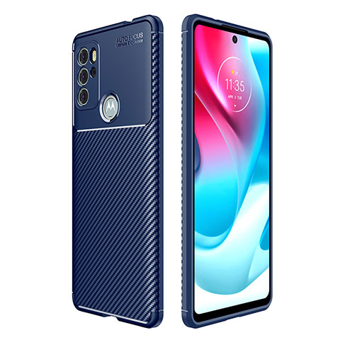 Silikon Hülle Handyhülle Gummi Schutzhülle Flexible Tasche Köper S01 für Motorola Moto G60s Blau