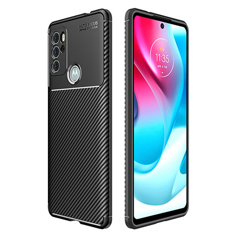 Silikon Hülle Handyhülle Gummi Schutzhülle Flexible Tasche Köper S01 für Motorola Moto G60s Schwarz