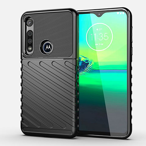 Silikon Hülle Handyhülle Gummi Schutzhülle Flexible Tasche Köper S01 für Motorola Moto G8 Play Schwarz