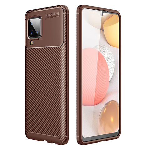 Silikon Hülle Handyhülle Gummi Schutzhülle Flexible Tasche Köper WL1 für Samsung Galaxy A12 Braun