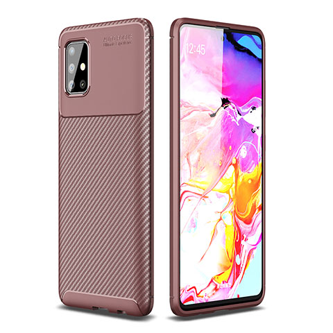 Silikon Hülle Handyhülle Gummi Schutzhülle Flexible Tasche Köper WL1 für Samsung Galaxy A51 4G Braun