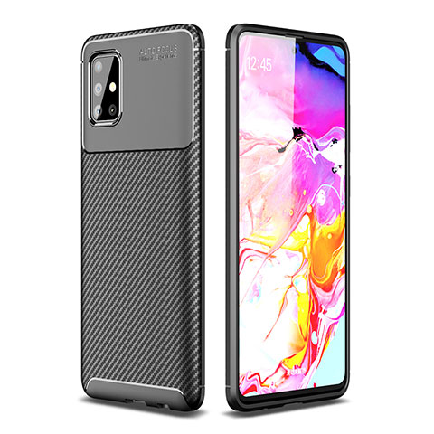 Silikon Hülle Handyhülle Gummi Schutzhülle Flexible Tasche Köper WL1 für Samsung Galaxy A51 4G Schwarz