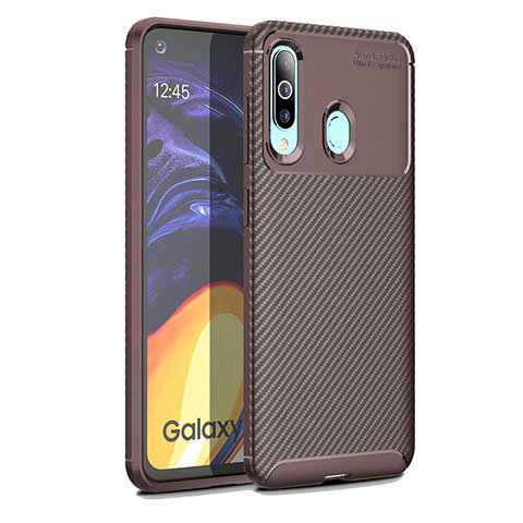 Silikon Hülle Handyhülle Gummi Schutzhülle Flexible Tasche Köper WL1 für Samsung Galaxy A60 Braun