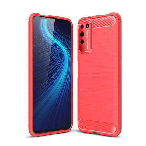 Silikon Hülle Handyhülle Gummi Schutzhülle Flexible Tasche Line C01 für Huawei Honor X10 5G Rot