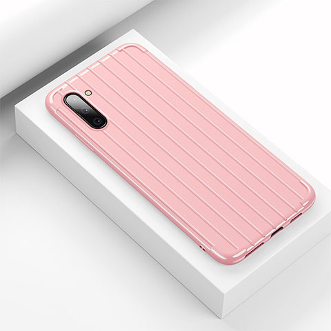 Silikon Hülle Handyhülle Gummi Schutzhülle Flexible Tasche Line C01 für Samsung Galaxy Note 10 Rosa