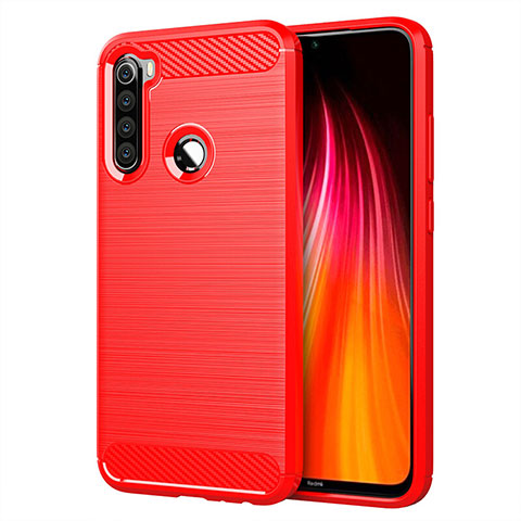 Silikon Hülle Handyhülle Gummi Schutzhülle Flexible Tasche Line C01 für Xiaomi Redmi Note 8 (2021) Rot