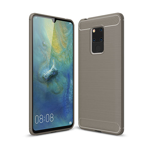 Silikon Hülle Handyhülle Gummi Schutzhülle Flexible Tasche Line C02 für Huawei Mate 20 X 5G Grau