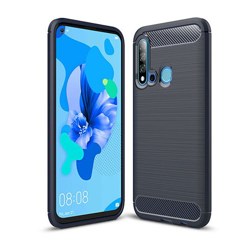 Silikon Hülle Handyhülle Gummi Schutzhülle Flexible Tasche Line C02 für Huawei Nova 5i Blau