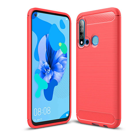 Silikon Hülle Handyhülle Gummi Schutzhülle Flexible Tasche Line C02 für Huawei Nova 5i Rot