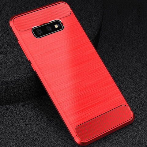 Silikon Hülle Handyhülle Gummi Schutzhülle Flexible Tasche Line C02 für Samsung Galaxy S10e Rot