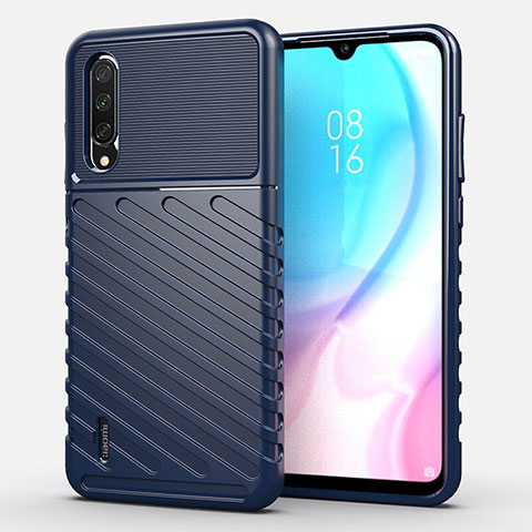 Silikon Hülle Handyhülle Gummi Schutzhülle Flexible Tasche Line C02 für Xiaomi Mi A3 Blau