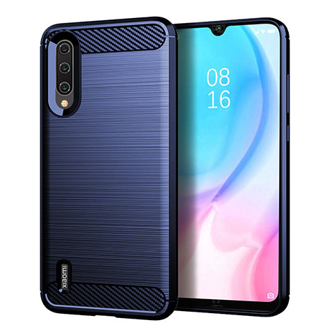 Silikon Hülle Handyhülle Gummi Schutzhülle Flexible Tasche Line C05 für Xiaomi Mi A3 Blau