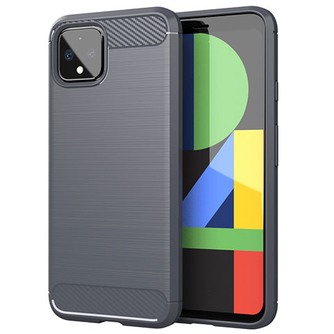 Silikon Hülle Handyhülle Gummi Schutzhülle Flexible Tasche Line für Google Pixel 4 Grau