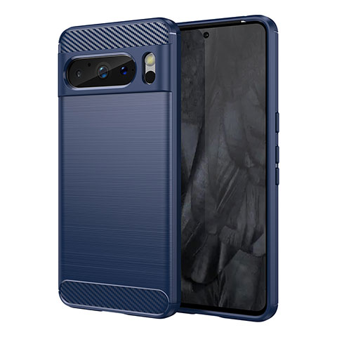 Silikon Hülle Handyhülle Gummi Schutzhülle Flexible Tasche Line für Google Pixel 8 Pro 5G Blau