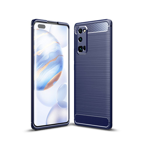 Silikon Hülle Handyhülle Gummi Schutzhülle Flexible Tasche Line für Huawei Honor 30 Pro Blau