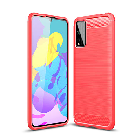 Silikon Hülle Handyhülle Gummi Schutzhülle Flexible Tasche Line für Huawei Honor Play4T Pro Rot