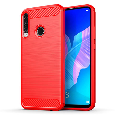 Silikon Hülle Handyhülle Gummi Schutzhülle Flexible Tasche Line für Huawei P40 Lite E Rot