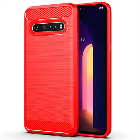 Silikon Hülle Handyhülle Gummi Schutzhülle Flexible Tasche Line für LG V60 ThinQ 5G Rot