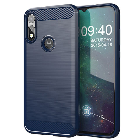 Silikon Hülle Handyhülle Gummi Schutzhülle Flexible Tasche Line für Motorola Moto E (2020) Blau