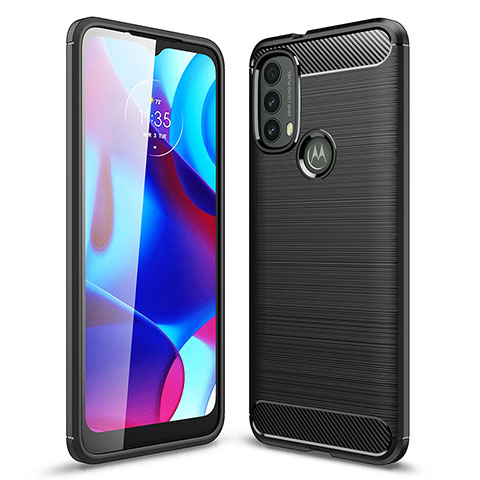 Silikon Hülle Handyhülle Gummi Schutzhülle Flexible Tasche Line für Motorola Moto E20 Schwarz