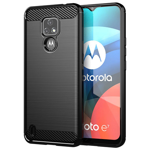 Silikon Hülle Handyhülle Gummi Schutzhülle Flexible Tasche Line für Motorola Moto E7 (2020) Schwarz