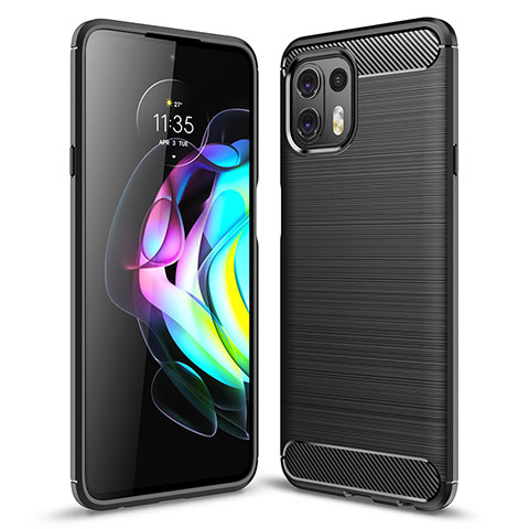 Silikon Hülle Handyhülle Gummi Schutzhülle Flexible Tasche Line für Motorola Moto Edge 20 Lite 5G Schwarz