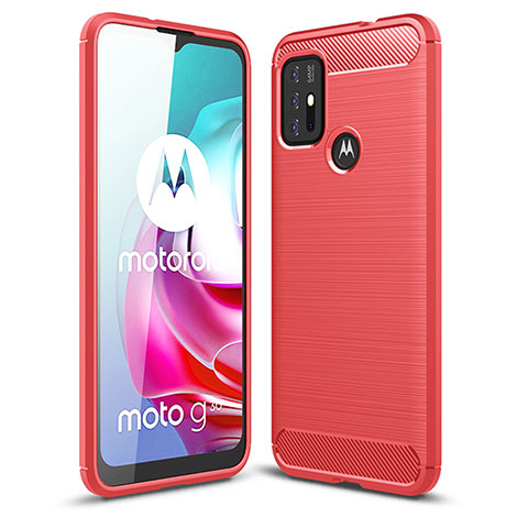 Silikon Hülle Handyhülle Gummi Schutzhülle Flexible Tasche Line für Motorola Moto G20 Rot