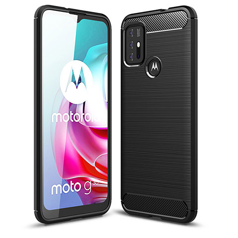 Silikon Hülle Handyhülle Gummi Schutzhülle Flexible Tasche Line für Motorola Moto G30 Schwarz