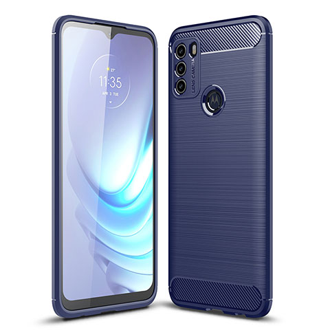 Silikon Hülle Handyhülle Gummi Schutzhülle Flexible Tasche Line für Motorola Moto G50 Blau