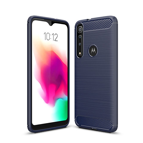 Silikon Hülle Handyhülle Gummi Schutzhülle Flexible Tasche Line für Motorola Moto G8 Play Blau