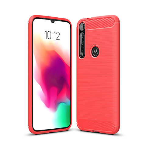 Silikon Hülle Handyhülle Gummi Schutzhülle Flexible Tasche Line für Motorola Moto G8 Plus Rot