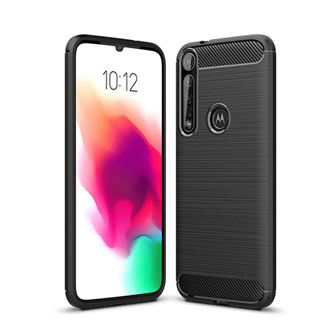 Silikon Hülle Handyhülle Gummi Schutzhülle Flexible Tasche Line für Motorola Moto G8 Plus Schwarz