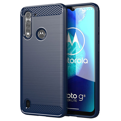 Silikon Hülle Handyhülle Gummi Schutzhülle Flexible Tasche Line für Motorola Moto G8 Power Lite Blau