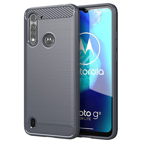 Silikon Hülle Handyhülle Gummi Schutzhülle Flexible Tasche Line für Motorola Moto G8 Power Lite Grau