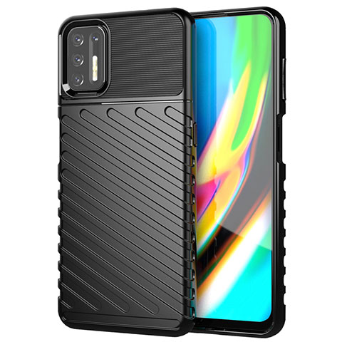 Silikon Hülle Handyhülle Gummi Schutzhülle Flexible Tasche Line für Motorola Moto G9 Plus Schwarz