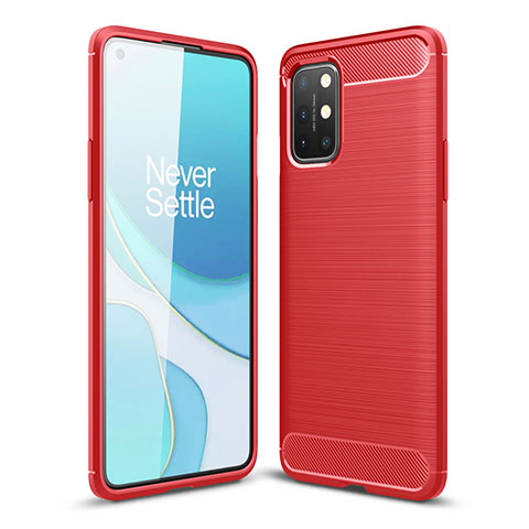 Silikon Hülle Handyhülle Gummi Schutzhülle Flexible Tasche Line für OnePlus 8T 5G Rot