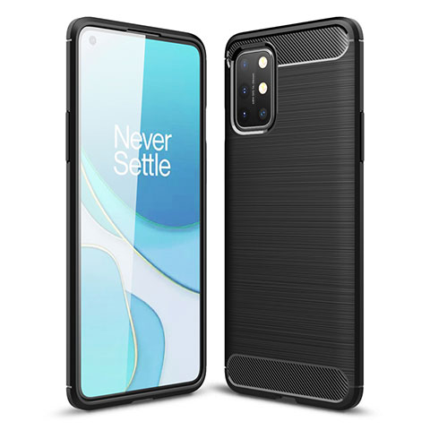 Silikon Hülle Handyhülle Gummi Schutzhülle Flexible Tasche Line für OnePlus 8T 5G Schwarz