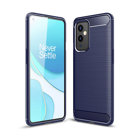 Silikon Hülle Handyhülle Gummi Schutzhülle Flexible Tasche Line für OnePlus 9 5G Blau