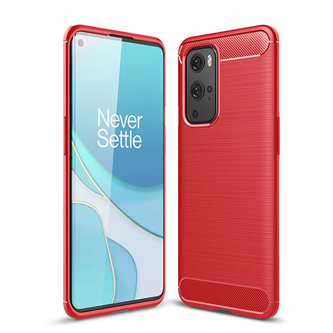 Silikon Hülle Handyhülle Gummi Schutzhülle Flexible Tasche Line für OnePlus 9 Pro 5G Rot