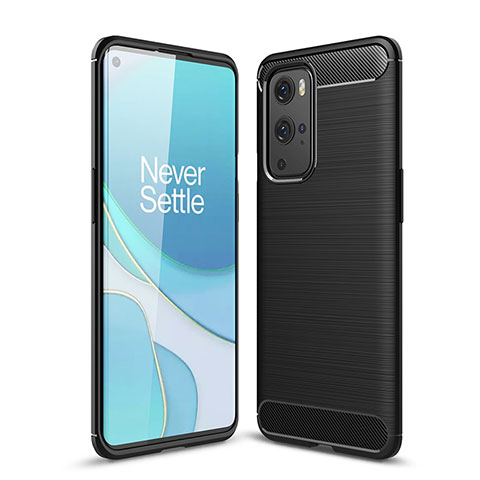 Silikon Hülle Handyhülle Gummi Schutzhülle Flexible Tasche Line für OnePlus 9 Pro 5G Schwarz