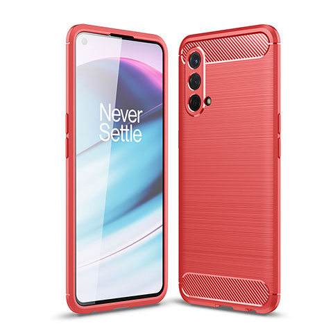 Silikon Hülle Handyhülle Gummi Schutzhülle Flexible Tasche Line für OnePlus Nord CE 5G Rot