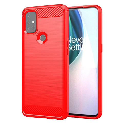 Silikon Hülle Handyhülle Gummi Schutzhülle Flexible Tasche Line für OnePlus Nord N10 5G Rot