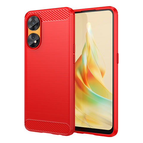 Silikon Hülle Handyhülle Gummi Schutzhülle Flexible Tasche Line für Oppo Reno8 T 4G Rot