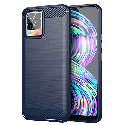 Silikon Hülle Handyhülle Gummi Schutzhülle Flexible Tasche Line für Realme 8 Pro Blau