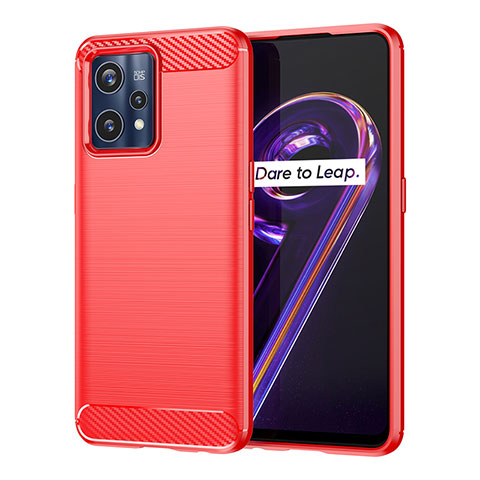 Silikon Hülle Handyhülle Gummi Schutzhülle Flexible Tasche Line für Realme 9 4G Rot